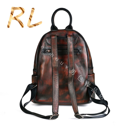 GOLDWIN light luxury brand 2025 new men's backpack retro color rubbed head leather multi-functional casual backpack coffee color