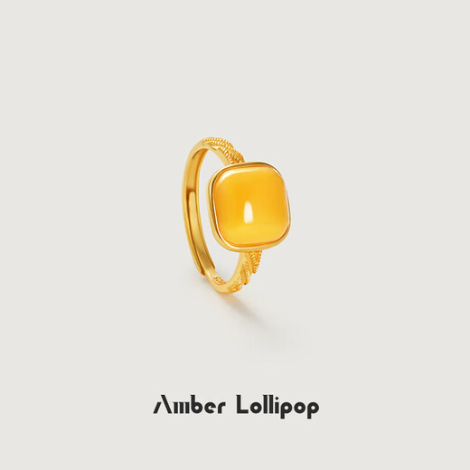 Amber Lollipop beeswax ring women's yellow amber ring open index finger ring anniversary birthday gift for girlfriend and wife