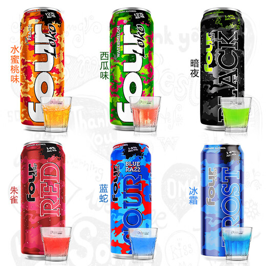 fourloko进口fourloko四洛克美国原装进口预调鸡尾酒女士果酒网红酒4罐装 单罐695ml【四洛克彩蜜瓜】