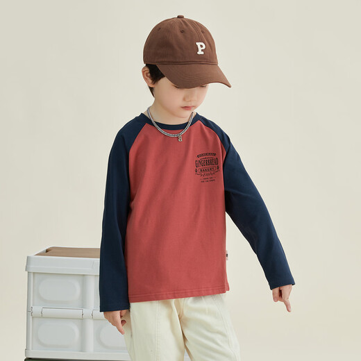 Duojia Children's Clothing 2026 Spring and Autumn Trendy Men's European and American Street Style Raglan Sleeve Printed Children's T-shirt Medium and Large Children's Cotton Long Sleeves