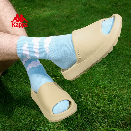 KAPPA Slippers Men's 2025 Summer New Sports Slippers Anti-Slip Beach Shoes Men's Thick-Soled Fashionable Slippers Winter White 41-42