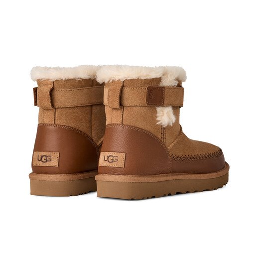 UGG new autumn women's comfortable, fashionable and warm flat-soled splicing casual belted short snow boots 1174575 CHE | Maroon 38