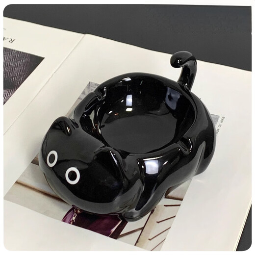 Puyue Siamese cat ashtray ceramic creative ornaments for home living room fashionable office anti-fly ash covered ashtray desktop Siamese cat ashtray without cover