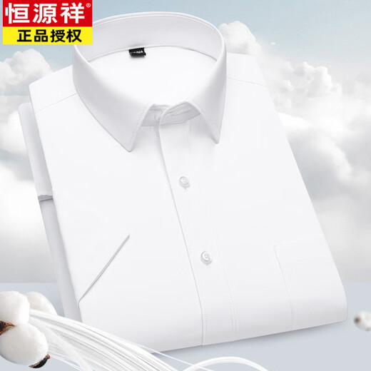 恒源祥（HYX）高档莫代尔男士短袖衬衫免烫商务职业正装抗皱衬衣休闲透气上衣 DX6624 40