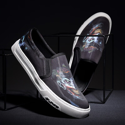 
Heyu pedals lazy shoes men's summer Korean version canvas shoes printed fashionable men's casual bean dou loafer shoes men's trend H11967 style 38