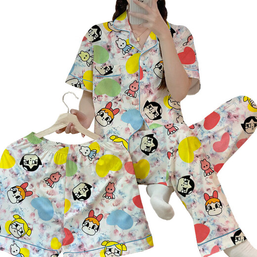 ZIPJBX Korean Powerpin Polizist Pyjamas für Frauen im Frühjahr und Sommer kurzärmelig niedliche Freizeitkleidung Dreiköpfig KK14128# M [Vorgeschlagen 80-100Jin [Jin ist gleich 0,5 kg]]