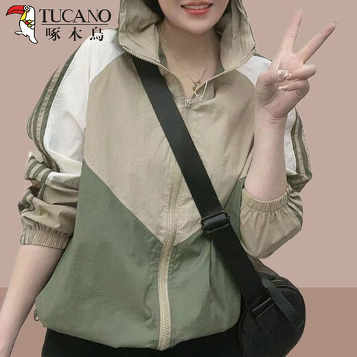 啄木鸟2025新款防晒衣女夏季韩版宽松百搭防晒服薄款外套女夏天开衫外套 浅咖色薄 轻薄 M 【建议100斤以下】