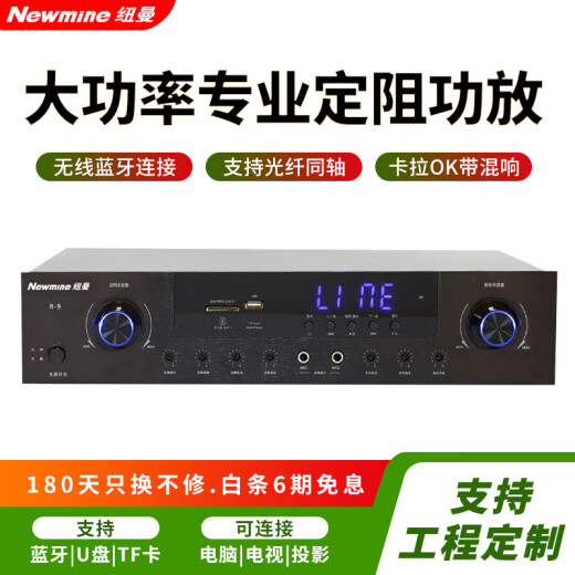 纽曼（Newmine）R-9 家庭影院卡拉OK功率放大器 KTV舞台会议室定阻大功率功放机