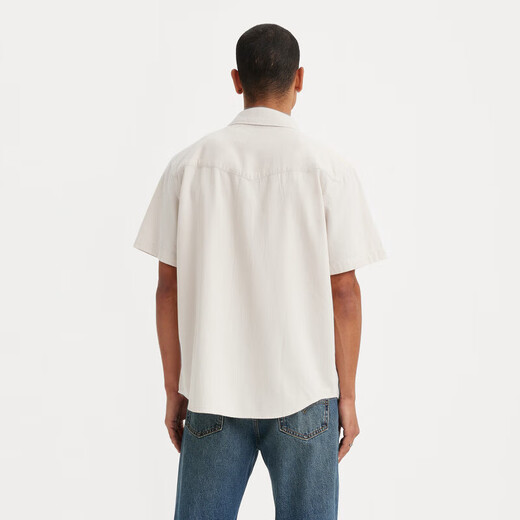 Levi's【商场同款】李维斯男士休闲复古牛仔短袖衬衫 白色 S