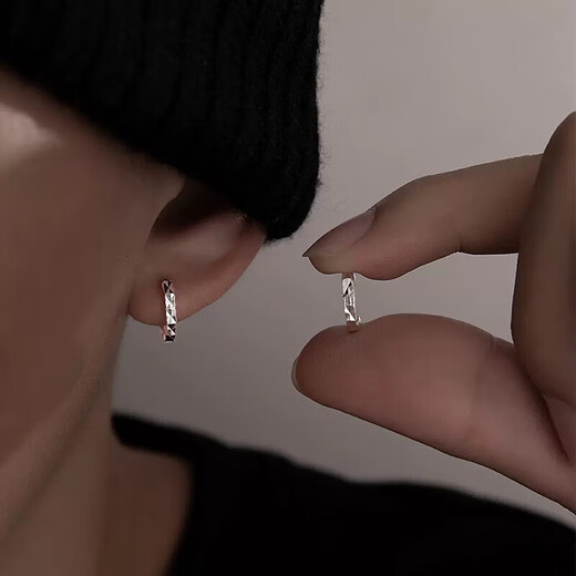 KHSK Old Phoenix 999 sterling silver pure silver earrings single handsome earring street versatile boy earrings birthday gift