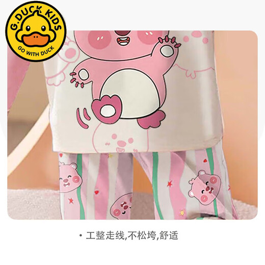 G.Duckkids Girls Pyjamas Kinder langärmelige dünne Frühlings- und Herbst-mittelgroße Kindermädchen Heimkleidung 2024 Neues reines Baumwollset 2 m-ST-11304 8 Größen (100-110) cm