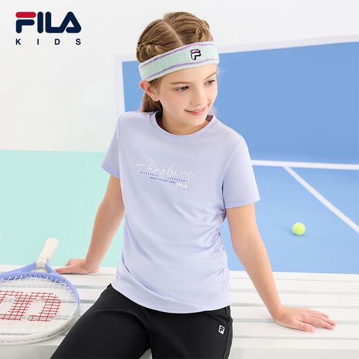 斐乐斐乐童装儿童短袖T恤2025夏季新款女中大童上衣 魔芋紫-PR 130