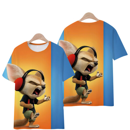 
Giselun Crazy Zootopia T-shirt Foxnik Funny 3D Pattern Top Short Sleeve Fashionable and Ever-Match Print T-shirt T1480 M Children's Clothing Height 110c 25-35Jin [Jin equals 0.5 kg]