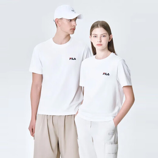 斐乐（FILA）韩国斐乐T恤韩版运动休闲情侣装男女同款圆领透气百搭短袖 2101/2112X货号随机发_白色 2XL /110（建议85-100kg）