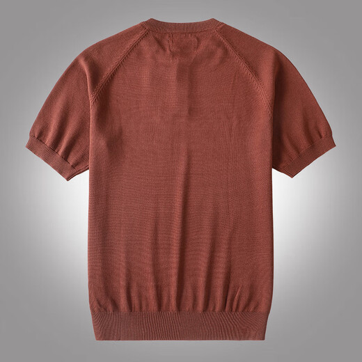 AK ARMY summer new American retro vintage knitted short-sleeved T-shirt men's Henry collar men's casual T-shirt brick red M