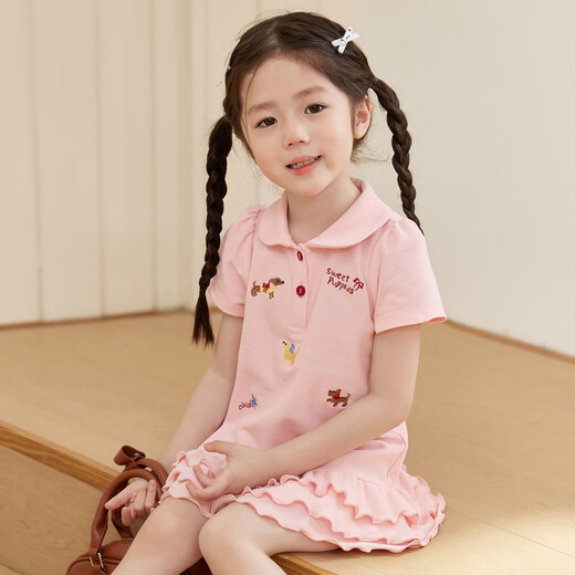 LUSON Little O Bao Children's Clothing Baby Embroidered Polo Dress Women's 2025 Summer New Girls' Fashionable Skirt Set