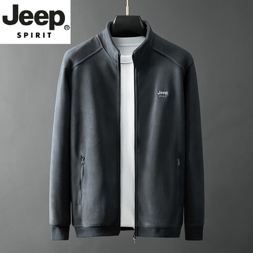 JEEP SPIRIT轻奢高端男装宽松春季新款立领开衫卫衣男士休闲运动夹克外套新品 军绿色 JEEP9901 M