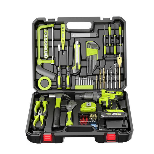 Shibaura Tool Box Set Household Multi-Function Hardware Electrician Woodworking Vehicle Repair Electric Drill Power Tool Box Complete Set Luxury 93-piece Set Home Maintenance Standby +