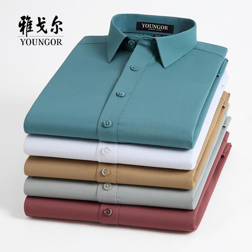 Yager Flaggschiff offizielles Geschäft Summer Dünnes langärmeliges Hemd Herren Pure Cotton Anti-Falten-Streifen-Zoll-Kleidung mittleren Alters im mittleren Alter und lässige DP#6630 S 165/84A Größe 38 Höhe 160-16
