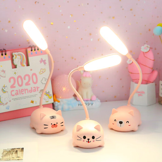 USB plug-in table lamp LED desk lamp mobile phone holder pen holder cartoon desktop decoration children's gift night light cute small desk lamp kindergarten Children's Day gift cute pet animal + plug-in model random color