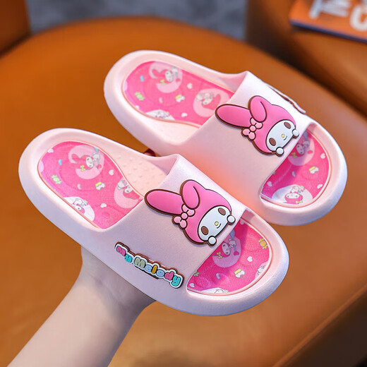 Sanrio Melody children's summer slippers for girls indoor bathing non-slip baby home boys' slippers purple Kuromi 34/35 [inner length about 21.5cm]