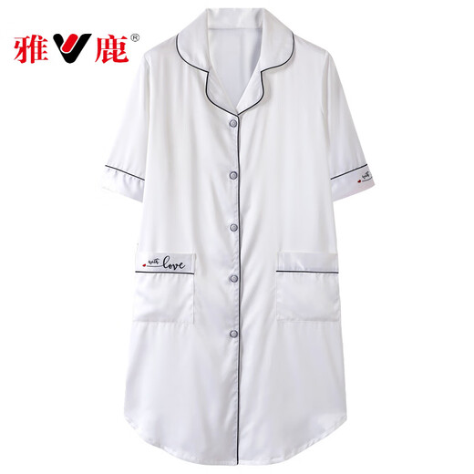 Yalu 2025 Nightgown For Women in Summer Ice Silk Fin Half-Simuded Simy Summer Summer Line Pyjamas Pyjamas Home Vêtements White Oak 9923 L 165