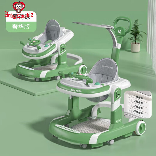 BABY SPARKLE婴儿学步助步车防O型腿新款多功能宝宝儿童可坐推起步车防侧翻 浅灰色【音乐+脚垫+推把+遮阳棚】