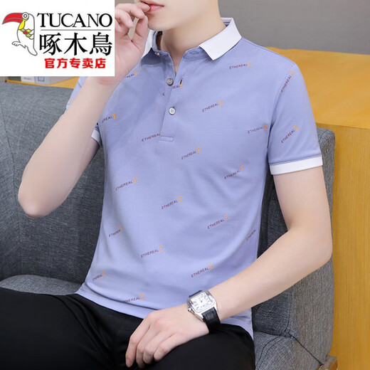 
Woodpecker (TUCANO) summer lapel short-sleeved T-shirt for men casual youth collar top half sleeve versatile thin handsome polo shirt black QY679 M 100-120Jin [Jin equals 0.5 kg]