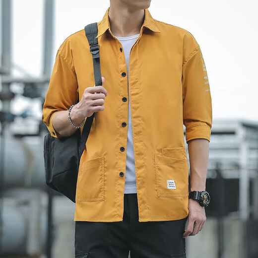 [Vêtements de travail de style coréen] chemise masculine à sept points à manches longues à manches longues à manche à manche à manche à mi-manche