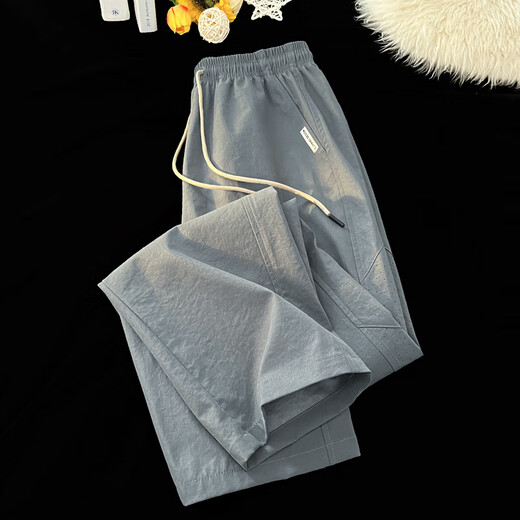 Pantalon décontracté pour hommes Digada en été, nouveau pantalon en ligne droite lâche, pantalon de soie de glace en filet en filet en msh mâles CJFS-6636 Gray 4xl (recommandé 170-190jin [Jin est égal à 0,5 kg]))