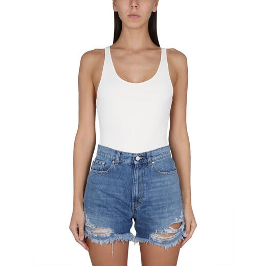 Stella McCartney CO Luxury Women's Bodycon Knit Bodysuit WHITE 20 | M