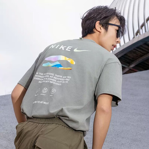 
Nike (NIKE) short-sleeved T-shirt for men 2025 summer new sportswear trendy printed round neck half-sleeved shirt casual top pure cotton hf6172-053 gray 100 S /165/recommended-120Jin[Jin equals 0.5 kg]