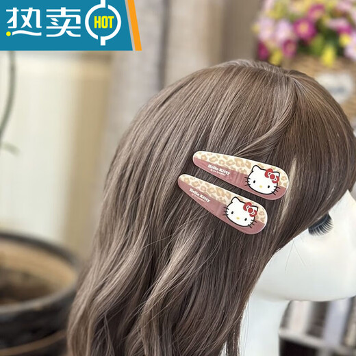 Tongrubi Hairpin Clip Decoration Internet célébrité la plus chaude HELLOKITTY Décoration automne et hiver brun léopard imprime BB Clip Girl Girl Hairpin 12187 Léopard Imprimer sans épingle à cheveux Markless