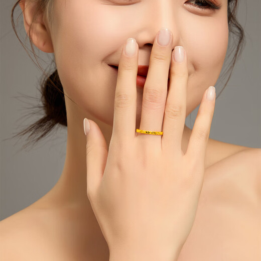 Old temple gold ring pure gold broken ice single ring women's ring gift for girlfriend and wife birthday gift broken gold ring #15 about 1g