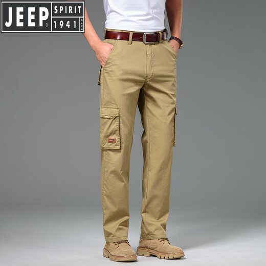 Jeep Spirit Jeep Armee Grüne Arbeithose Herren Sommer Neue lose Mehrfachpocket Straight Herrenhosen High-End Casual Hosen Spring- und Herbst SG-J9922 Armee Green Thin Modell 34 [Warteumfang 2 Fuß 7]