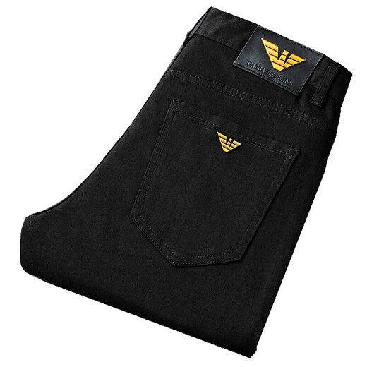 
FALAMONE Armani high-end hot-free spring and summer 2025 new black jeans men's slim feet elastic casual high-end black k683 28 2 feet 1