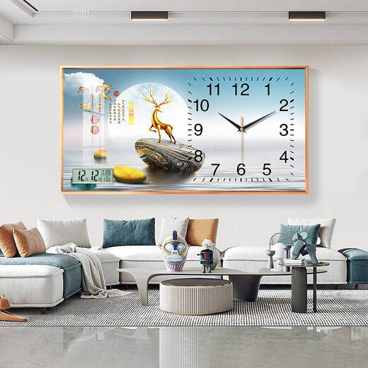 Yonghuan Calendario perpetuo 2025 Nuevo estilo Decoración de restaurantes Pintura de reloj Electrónico Reloj de pared sin golpear la sala de estar Pintura de reloj para el hogar Slight Sailing B3271 Longitud horizontal 60 cm * Altura vertical de 30 cm PVC Marco de oro redondeado + +