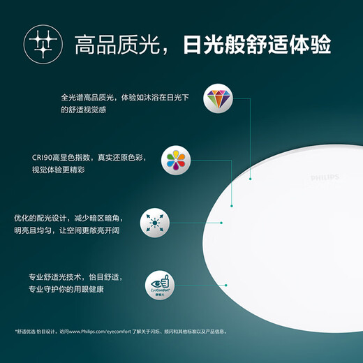 Philips (PHILIPS) full spectrum LED three-proof ceiling lamp IP40 moisture-proof, dust-proof, mosquito-proof and insect-proof bedroom balcony light 36W white light 5700K size 360mm