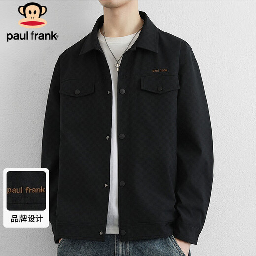 Paul Frank Jacket Men's Casual Checkerboard Jacket Men's Autumn Trendy Windproof Top Men's Black XL