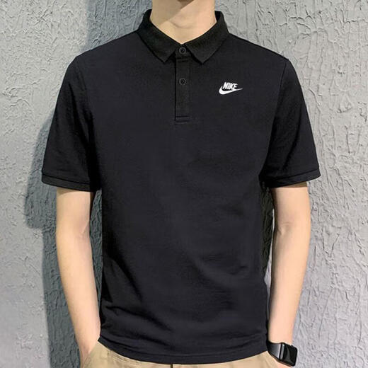 Nike (Nike) T-shirt officiel de magasin de navire nouveau Golf de sport de golf Casual Running à manche à manches courte Polo Breathable Fn3895-010 Coton-Black S (165 / 84A)