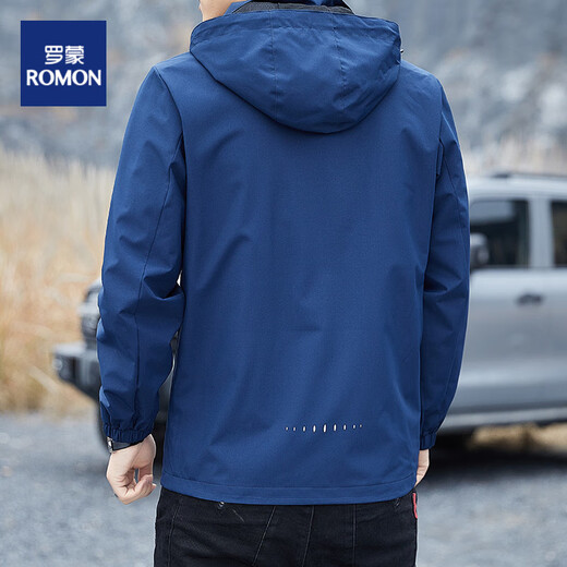 
ROMON Jacket Men's Jacket 2025 New Windproof Shock Clothes Removable Hood Wind Coat Outdoor Leisure Sports Jacket 6628[Blue] M [Press 95-110Jin[Jin equals 0.5 kg]]