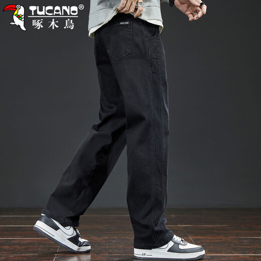 Woodpecker (TUCANO) jeans men's autumn and winter pants men's loose straight casual pants American wide-leg trousers black 32