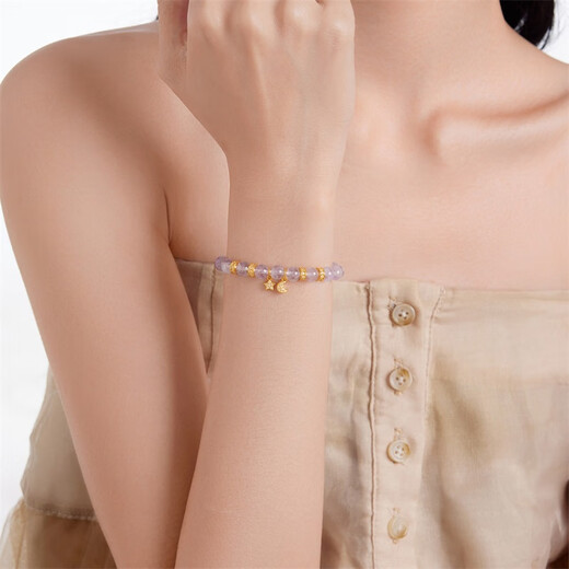 Safir birthday gift K gold bracelet amethyst inlaid moissanite zircon star and moon bracelet for girlfriend 18K gold bracelet