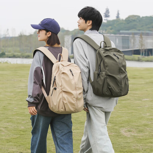 新款潮流百搭双肩包学生书包电脑包大容量旅行包男女简约户外背包 绿色