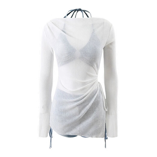 Kaximu swimsuit women's split three-piece set long-sleeved sweet girl summer cover-up boxer briefs bikini hot spring swimsuit swimsuit three-piece set one size fits all recommended 90-125 Jin Jin equals 0.5 kg