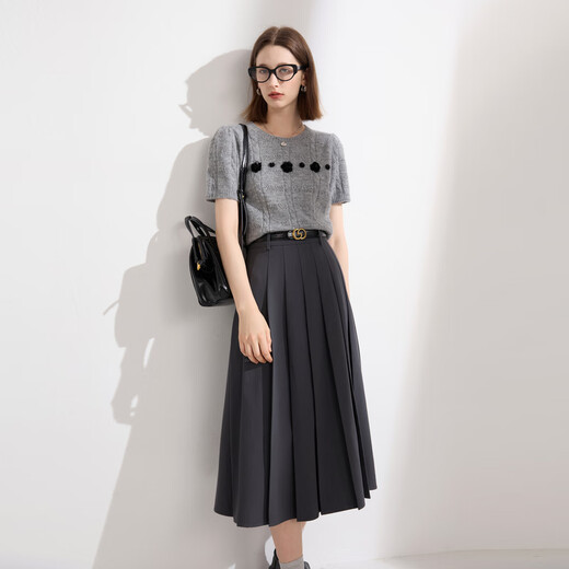 Sancai 2025 Autumn New Retro High Waist Long Umbrella Skirt Pleated Skirt Skirt A-Line Skirt Small M Dark Gray L 165/72A