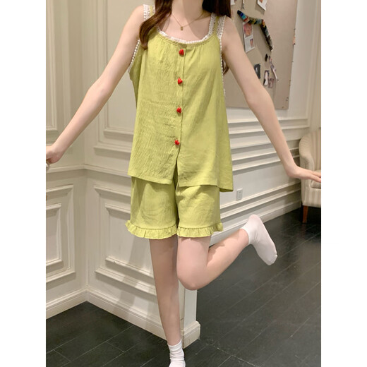
Modal Yunduo cotton pajamas for women in summer with chest pad sexy suspender set fashionable women's home clothes can be worn outside 9226 powder M (80-100Jin [Jin equals 0.5 kg])