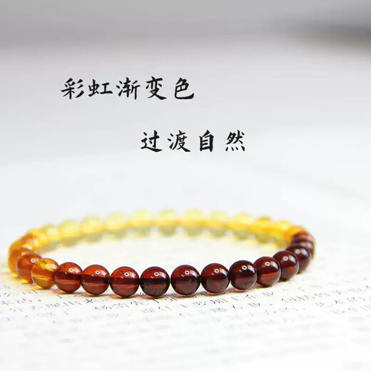 Blood and Gold Amber Rainbow Single Circle Bracelet