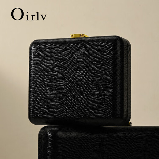 
Duobaoni light luxury jewelry box high-end leather jewelry display storage ring necklace earring box jewelry display gift box pendant/necklace box (black)-H15602