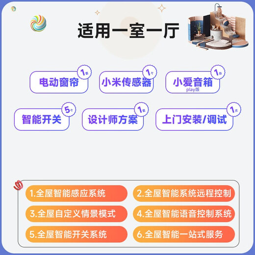 Oluoxun customized whole-house smart home control system package customized intelligent design solution for fine decoration of the house Package A is suitable for one bedroom and one living room